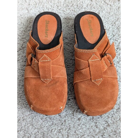 Skechers Women's Wooden Clog Golden Maple Suede Leather Slip On US 7 Brazil-lp - Picture 12 of 12